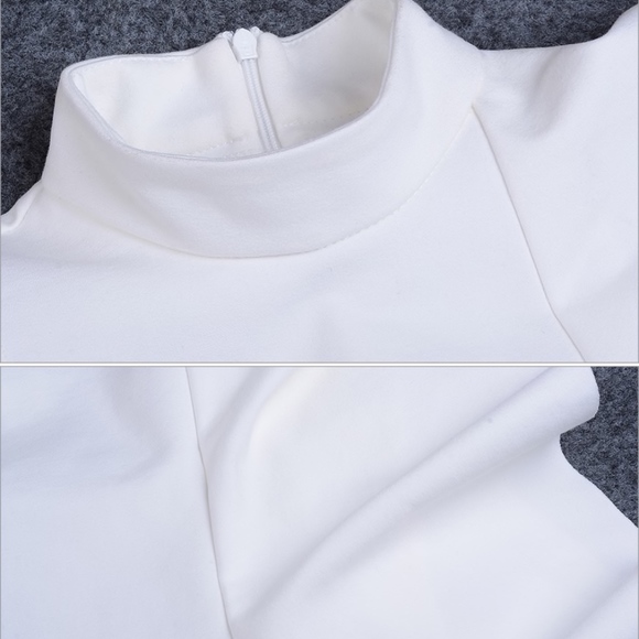 Flounce Detail White Pencil Dress - Picture 7 of 8